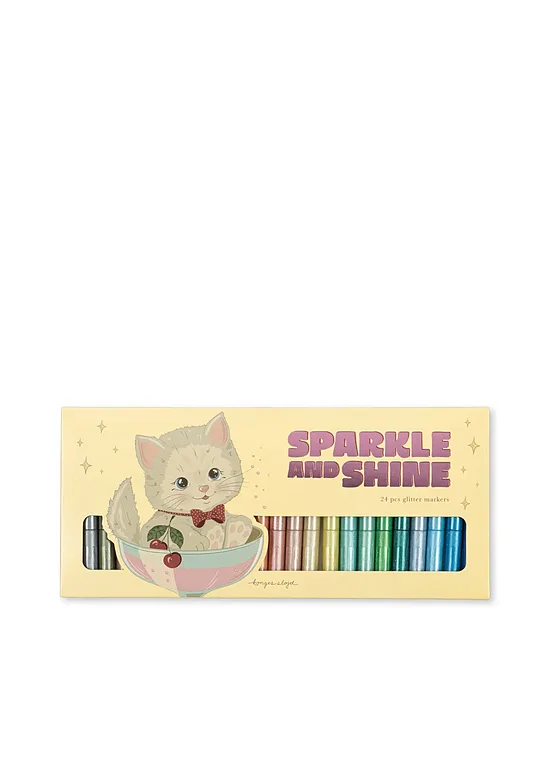 Glitter Flomasteri 24 gab. - Konges Slojd - Cat KS106039