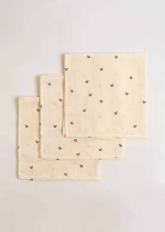 Soft Muslin Cloths (3 pack) - Cherry | Konges Slojd KS5708