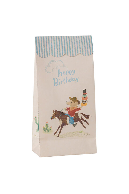 Paper Goodie Bags - Happy Birthday - Cowboy, 12 pcs. | Maileg 15-6600-00
