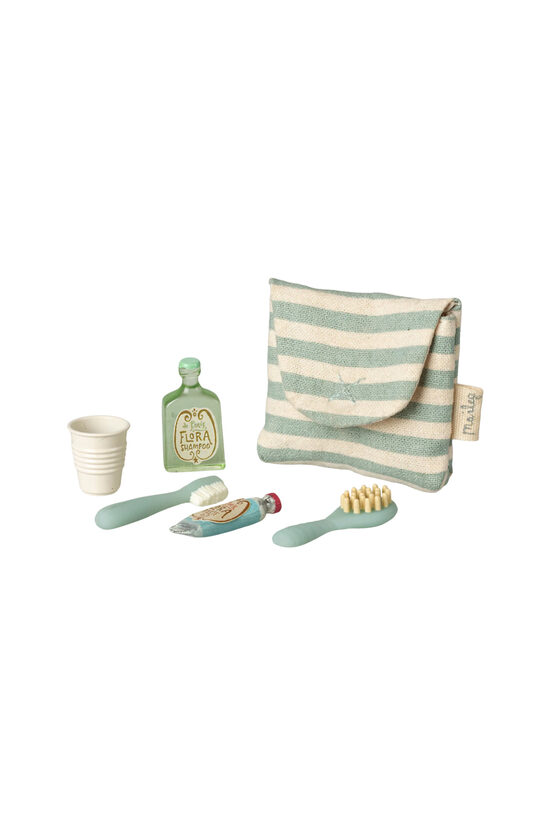 Toothbrush Set in Bag, Mouse - Blue Stripe | Maileg 11-6303-01