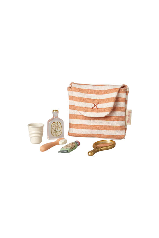 Toothbrush Set in Bag, Mouse - Coral Stripe | Maileg 11-6303-00
