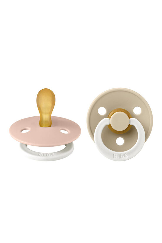 BIBS Colour GLOW Pacifier – Vanilla / Blush with Symmetrical Nipple (2 pcs)