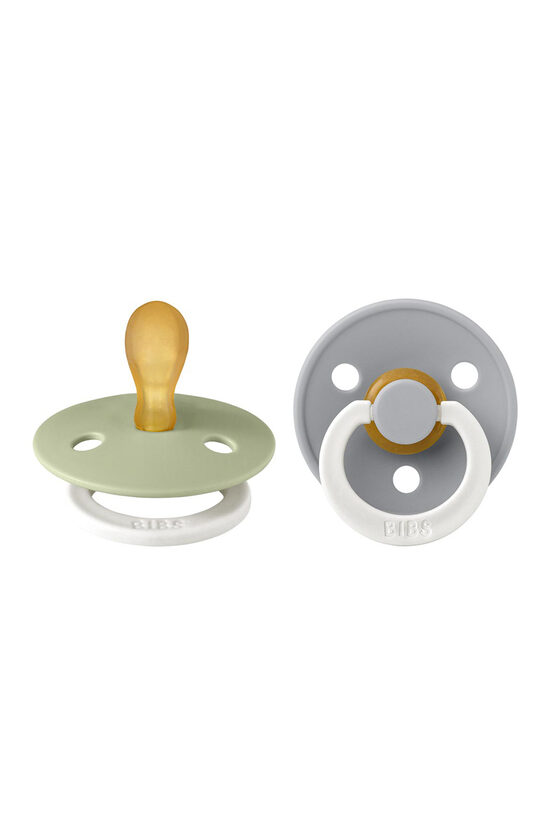 BIBS Colour GLOW Sage / Cloud pacifiers with symmetrical nipple (2-pack)