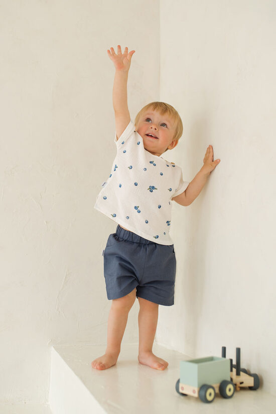 Dark Blue Linen Shorts for Childre
