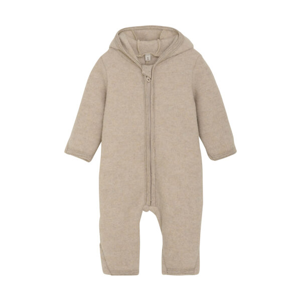 Pram Suit Ears Wool Fleece - HUTTEliHUT -  Camel Beige