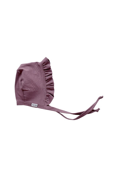 Beanie hat with ruffles - Dark purple