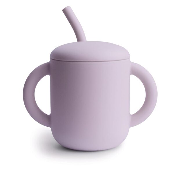Pudelīte ar salmiņu - Mushie - Soft Lilac
