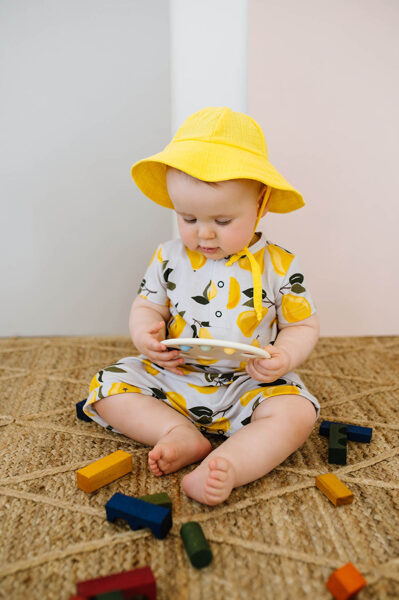 Muslin summer hat - Lemon yellow