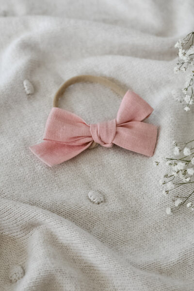 Linen hairbow - Pink