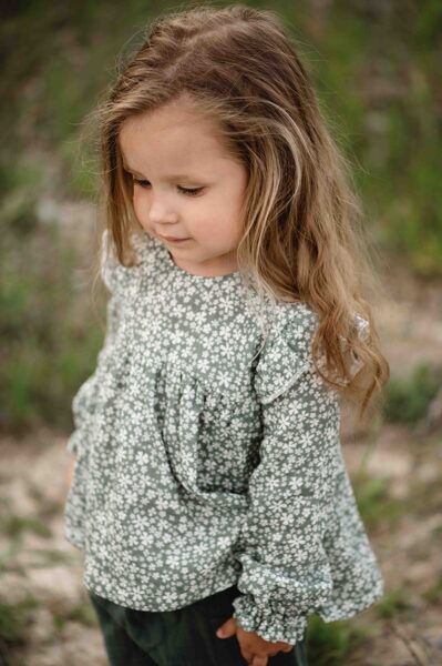 Girls muslin blouse - Boho with flowers