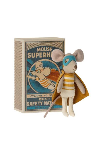 Maileg - SUPER HERO MOUSE, LITTLE BROTHER IN MATCHBOX