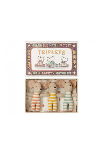 Triplets, Baby mice in matchbox - Maileg