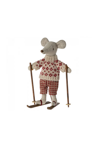 Ziemas pele uz slēpēm, mamma - Maileg - Winter mouse with ski set, Mum