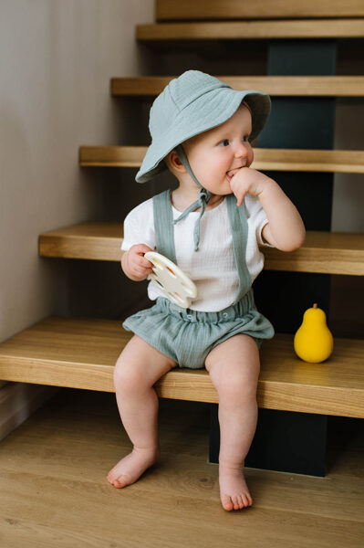 Muslīna sasienama saules cepure - Mint