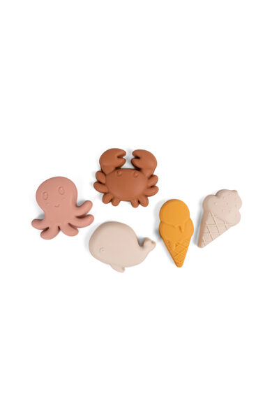 Silicone sand toys 5 pieces - Filibabba - warm colors