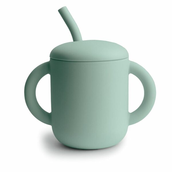 Pudelīte ar salmiņu - Mushie - Cambridge Blue