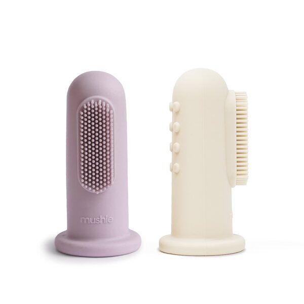 Mushie - silikona zobubirstes 2 gb / Lilac / Ivory