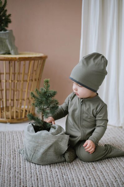 Beanie hat with cotton lining - Khaki