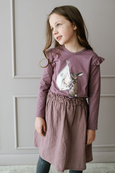 Long sleeve shirt - Dark purple with rabbit and wigwam