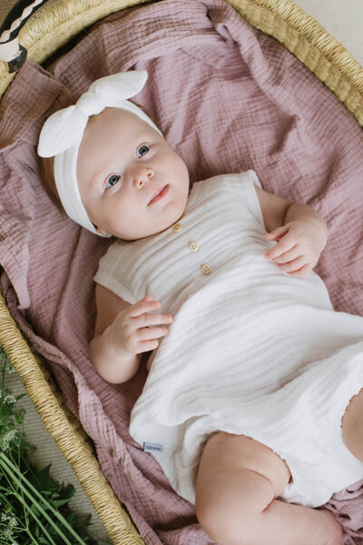 Kokvilnas muslīna galvas lenta - balta