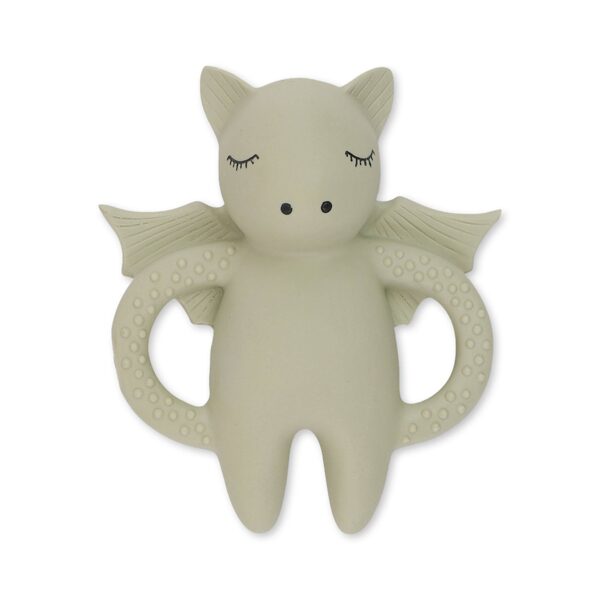 Natural Rubber Baby Teething Toy - Bat - Light Gray