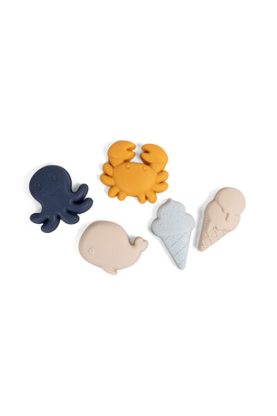 Silicone sand toys 5 pieces - Filibabba - cold colors
