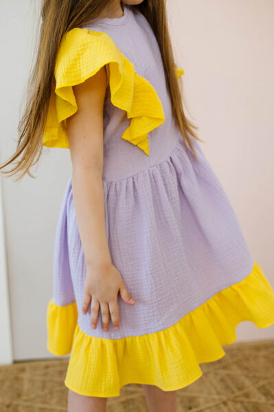 Muslīna kleita - Violeta / Citronu dzeltena