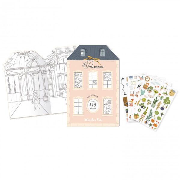 Moulin Roty - Colouring book + 145 stickers Les Parisiennes