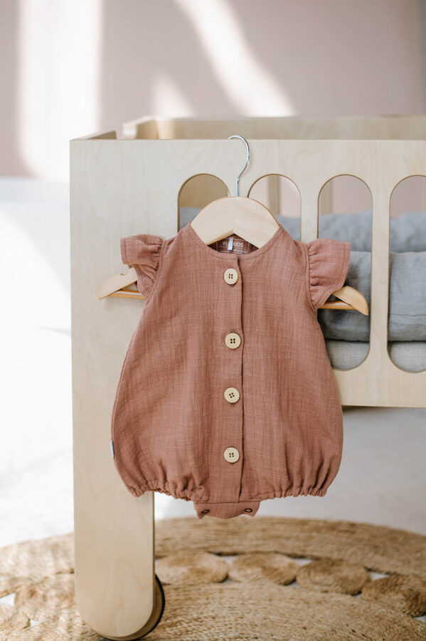 Muslin romper - Rust with buttons
