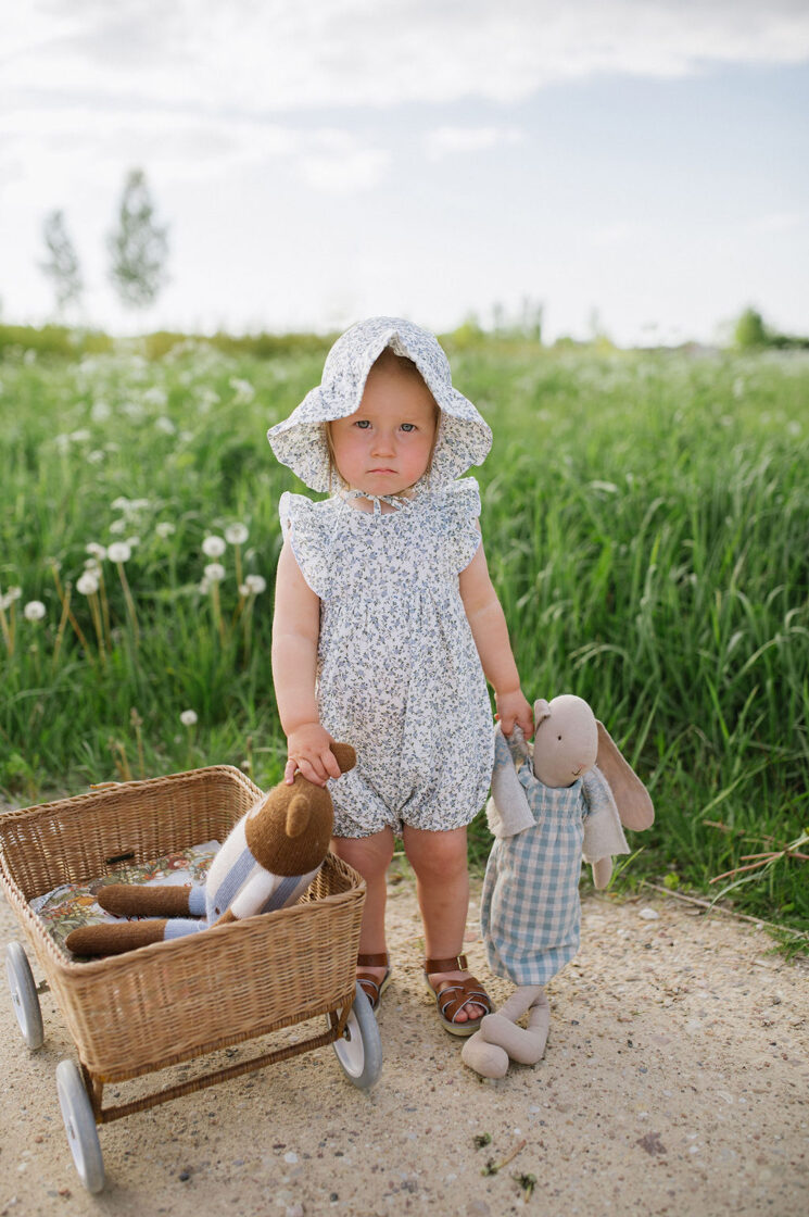 Girl Muslin Romper with flower pattern | WUF KIDS | Made in Latvia